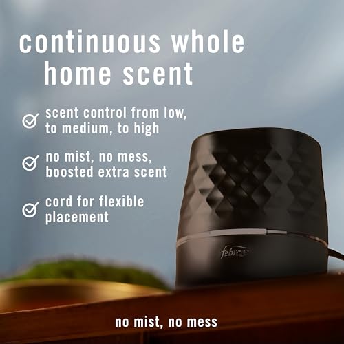 Febreze Plug Scent Booster Starter Kit, Black, Oil Diffuser, Air Freshener Plug in, Continuous Scent Device + 2 Hawaiian Aloha Refill - image 3