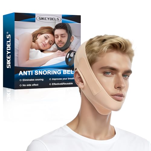 Anti-Schnarch-Kinnriemen,Spurloser Kinnriemen zum Schlafen, Anti-Schnarch-Geräte atmungsaktiv und wiederverwendbar,Verstellbar Antis-Schnarchs-Lösung für Männer und Frauen, Hautfarbe