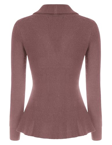 Image of Belle Poque Women Vintage Cardigan Sweater Shawl Lapel Button Down Sweater Outwear Coat