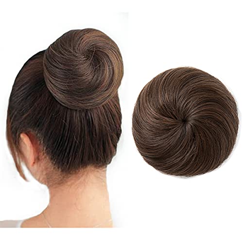 Hair Bun Donut Light Brown Clip in Synthetic Updo Chignon Drawstring Bun Hair Pieces for Women Gril Lady SARLA