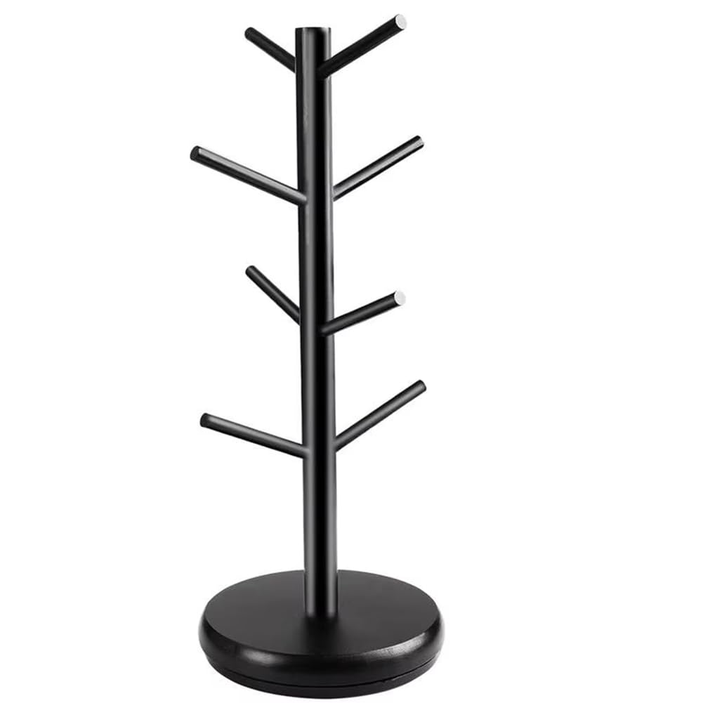 Pagjhrfjg Black Coffee Mug Tree 360 Rotated Coffee Cup Tree With 8 Hooks Coffee Counter Bar Multifunction Display Rack Thicker Base