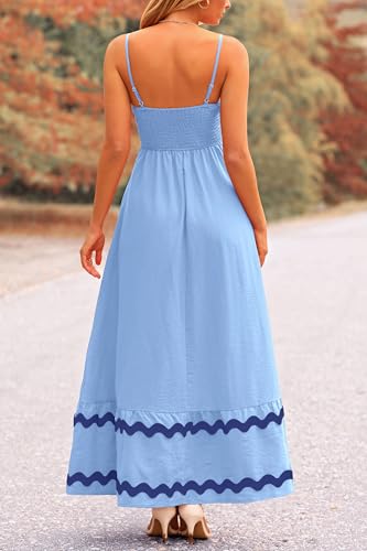 PRETTYGARDEN Women's 2025 Summer Flowy Maxi Dress Casual Sleeveless Spaghetti Strap Ruffle Beach Long Dresses2
