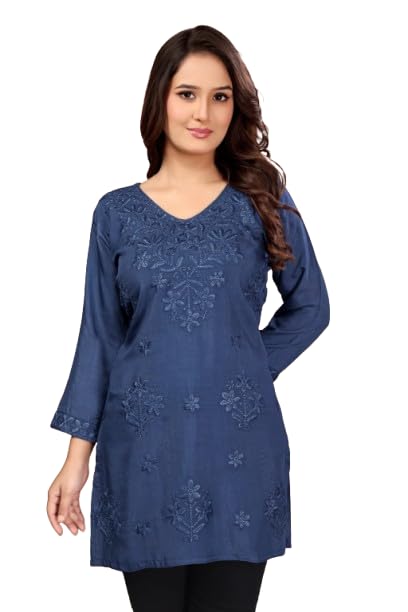 Women's Pure Cotton Regular Traditional Lucknowi Straight Short Kurti.-image-15