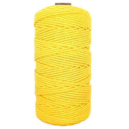 Image of ecofynd 50 Meters Lemon Yellow Colour Cotton Cord, Colour Dori for Wall Hanging Plant Hanging Craft Making, Natural Thread Rope for Handmade Plant Hanger (Cord-YLW)