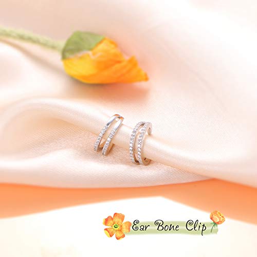 Birthday Gifts 925 Sterling Silver Ear Cuff Non Pierced Cuffs Hoop Huggie Earrings for Women Girls- Set of 23