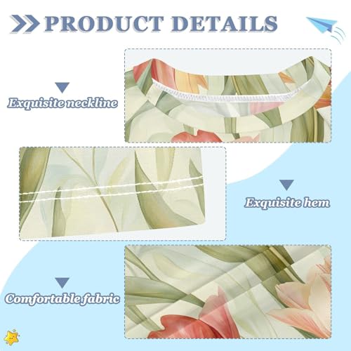 ALAZA Kids Rash Guard Girls Toddler Swim Shirts Short Sleeve Tulips Light Green UPF 50+ 3T3