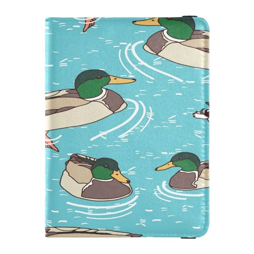 Porta passaporto pelle impermeabile porta carte di credito custodia per per donne ragazza carino libro viaggio essenziale anatre nuoto in questo lago Multi 1 size Casual