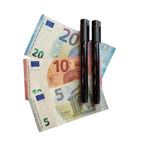 Fortoo Lot de 2-Stylo faux billets euros-stylo billet banque faux-stylos billets-Détection faux billets de banque-Marqueur de contrôle de monnaie