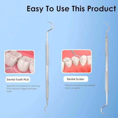 Image of Beaute Secrets Dental Tools, Dental Pick Set 5Pcs Tooth Scraper Dental Hygiene Kit, Stainless Steel Teeth Cleaning Kit with Metal Case for Plaque Tartar Removal for Personal & Pets Use