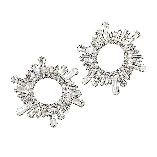 Razered Trend Shiny Rhinestone Flower Dangling Earring for Women Dinner Wedding Accessories Fashion Statement Luxury Jewelry Earring