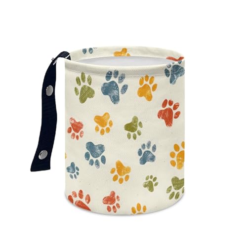 Image of Dog Paw Car Rubbish Bin Portable Waste Basket Can Foldable Auto Waste Storasge Bag Holder with Adjustable Strap for Camping, Travelling, Picnic