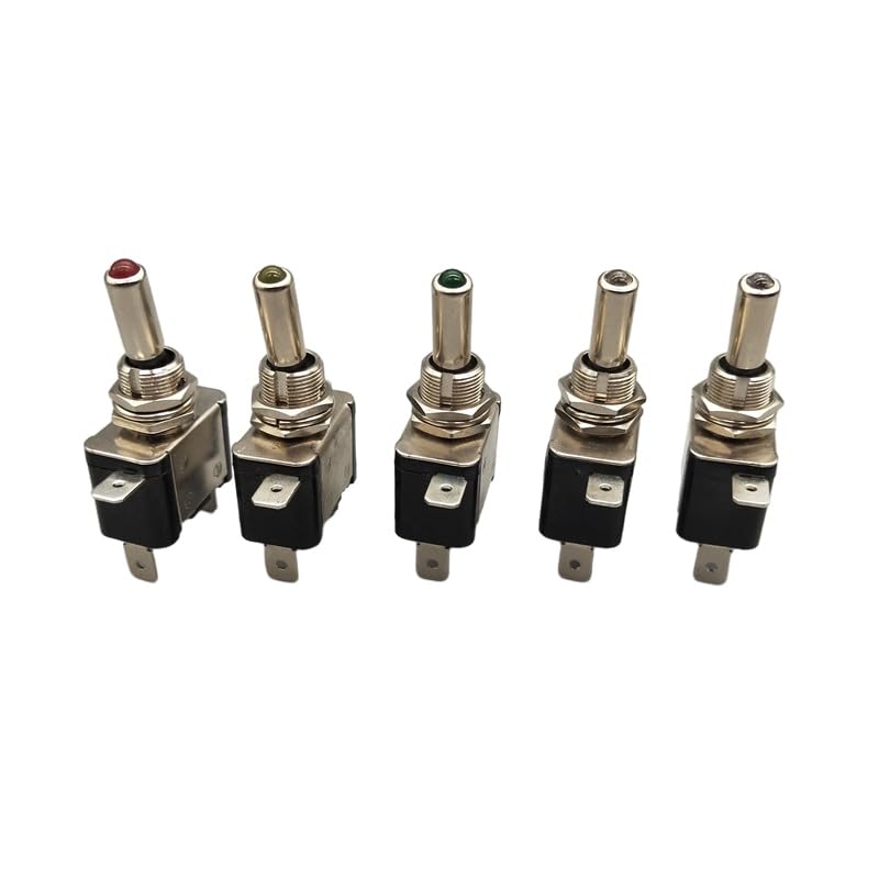 Auto Car Boat Truck Illuminated Led Toggle Switch with Safety Aircraft Flip Up Cover Guard Red Blue Green Yellow White 12V 20A(A Set of Green)