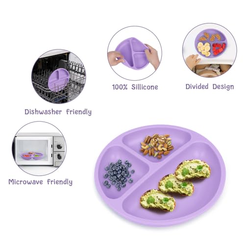 Vicloon 2-Pack Suction Plates with 3-Compartment Divided Design — view 4