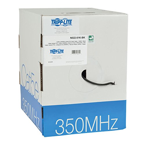 TRIPP LITE Cat5/5e Bulk Solid-Core Cable, CMR-Rated PVC, 350 MHz, Black, 1000' (N022-01K-BK)
