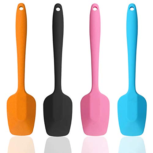 NEWYADEA Silicone Spatula 4 Pack 11-inch Spoonula Large Silicone Spatula Seemless Silicone Heat Resistant BPA Free Non-Stick Flexible Silicone Spoons Mixing Color