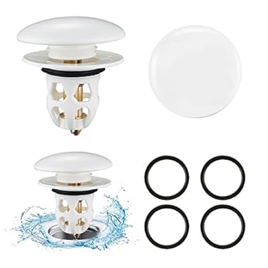 Foto di 2 Pezzi Confezione da Scarico Lavabo Bagno Universale Pop up,Filtro Tappo Lavandino Bagno con Filtro Anti Clogging,Valvola Piletta Cucina,con Coperchio in Ceramica(Per il foro di drenaggio di 34~40mm)