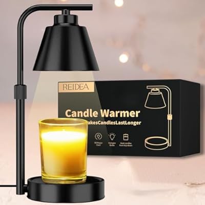 REIDEA Candle Warmer Lamp Timer Dimmer and Adjustable Height, Wax Melt for 3-Wicks Large Jar Scented Candles (D-4 inches), Safe and Efficient Way to Enjoy The Scents You Love
