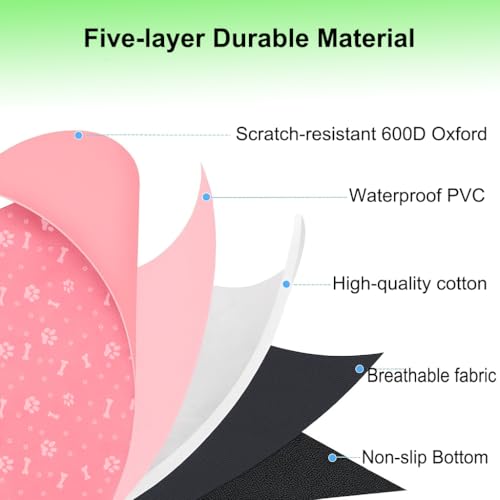 Image of Dog Playpen Bottom Pad Mat for 36 inch 4-Panel Playpens - Scratch & Chew-Resistant Puppy Pen Floor Mat with Hook & Loop Fasteners, Waterproof & Leakproof, Non-Slip (Pink) (Playpen Not Included)