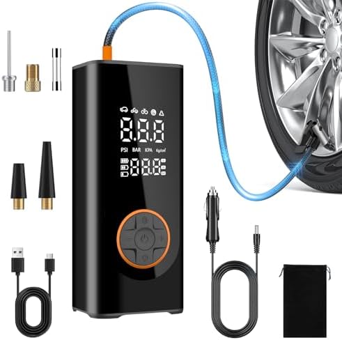 Cordless Car Tyre Inflator Air Compressor, Electric Mini Bike Pum...