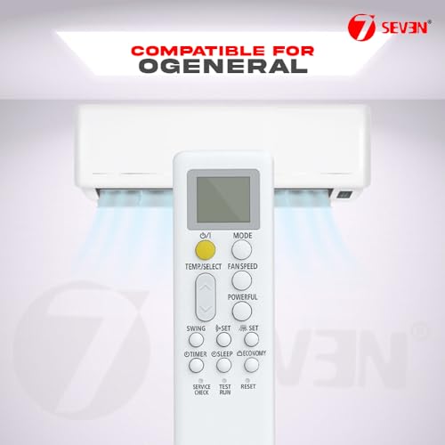 Image of 7SEVEN Compatible with O General AC Remote Control AR-RPA2E Model 252B Fit for Split & Window 1 | 1.5 | 2 Ton Air Conditioner Remote - Match Remote Keys Exactly to Replicate Genuine Remote Function