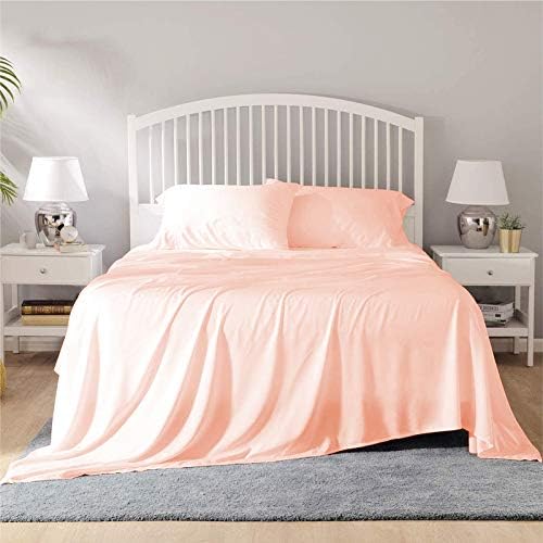 Image of YRM Bedding's - Egyptian Cotton Bedsheet 400-TC Premium Hotel Quality 1 Bedsheet (90x100) + 2 Pillow Covers (18x28) - (Double Bed, Peach (Blush) Color)
