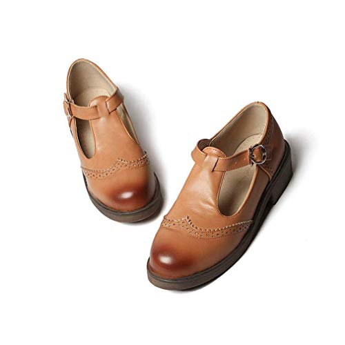 Bellirala Womens Vintage Chunky Low Heel Mary Jane T Strap Shoes4