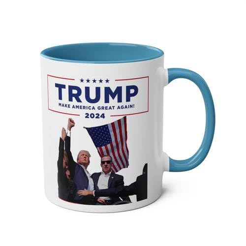 RYN® PRINTED DESIGN Donald Trump 2024 Mug Make America Great Again! - 11oz Ceramic Coffee Cup for Trump Supporters