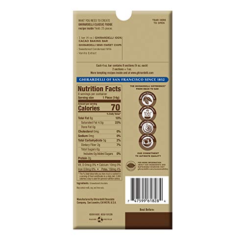 Ghirardelli 61828 Premium 100% Cacao Unsweetened Chocolate Baking Bar thumb #1