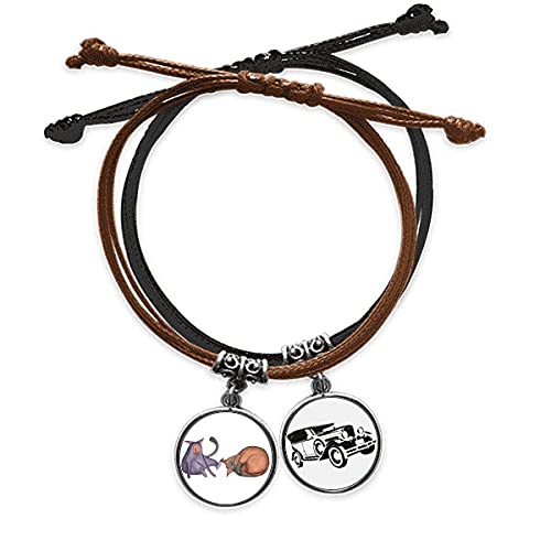 Bracelet cordon main miaoji peinture aquarelle Blue Cat pour style urbain