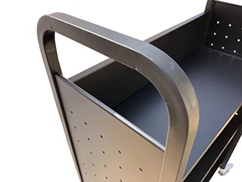 Workington Rolling Book Truck Book Cart With 3 Flat Shelves, Library Book Cart With Swivel Lockable Casters 3001 Black #TOP7