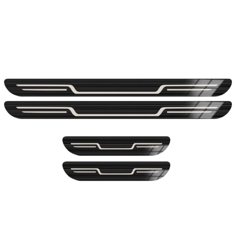 4 Pezzi Battitacco in Acciaio Inox per Fiat Panda II (169) 2003-2012, Inossidabile Battitacco per Auto strisce di pedale di benvenuto(Black brushed look)