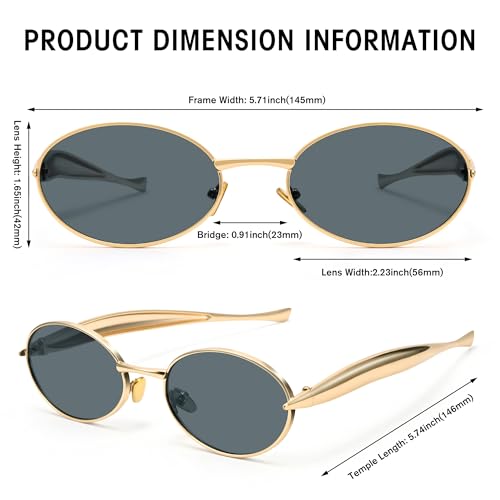 Retro Oval Sunglasses for Women, Trendy 90s Sunglasses Women Chunky Gold Frame Sunnies4