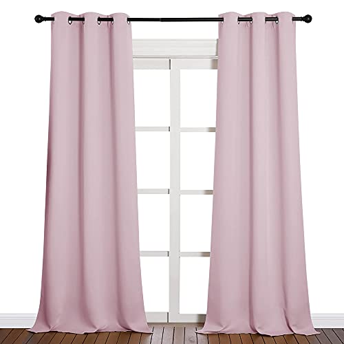 Image of NICETOWN Room Darkening Drapes for Nursery - Light Blocking Curtain Panels for Bedroom Girl Room, Soft Fabric Window Treatment (Lavender Pink, 42 inches Width by 90 inches Length, 1 Pair)