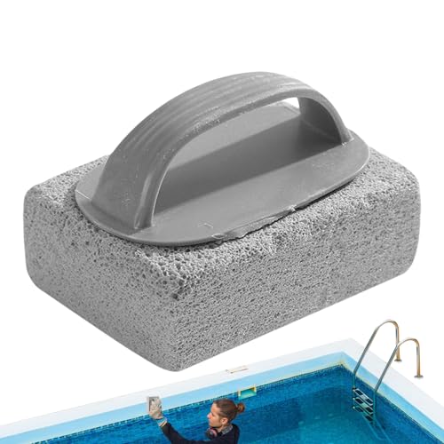 Cleader de piedra de la piscina: borrador de manchas para la limpieza de la lechada | Pónimo ecológico con mango ergonómico, escala de bloques de mano de potencia de eliminación, baños de piscinas par