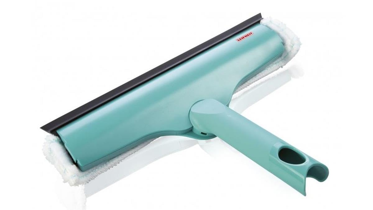 Leifheit Fensterwischer Window und Frame Cleaner L mit Rundum-Bezug, Fensterreiniger mit Abziehlippe, Fensterabzieher mit beweglichem Gelenk