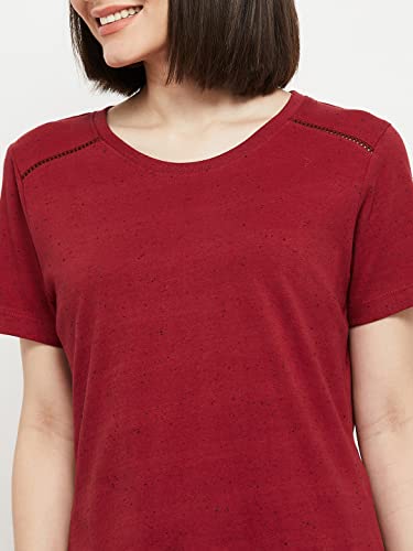 Image of Max Women's Regular Fit Textured Round Neck T-Shirt