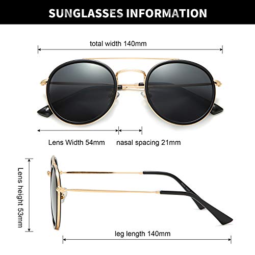 DUSHINE Small Round Double Bridge Sunglasses For Women Men Polarized 100% UV Protection3