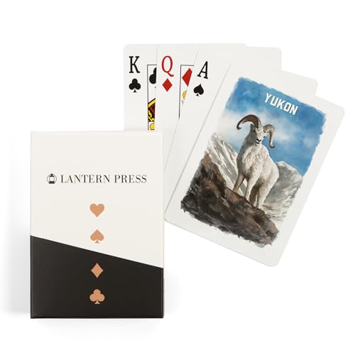 Lantern Press Yukon, Estudio Acuarela, Oveja Dall, 52 Naipes Póker