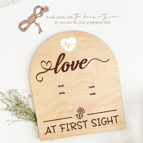 Image of FREEBLOSS Wooden Pregnancy Announcement for Dad Electrocardiogram Heart Pregnancy Test Keepsake Wooden Sign Baby Surprise Pregnancy Announcement Sign Fun Ways to Announce Pregnancy to Be Gifts