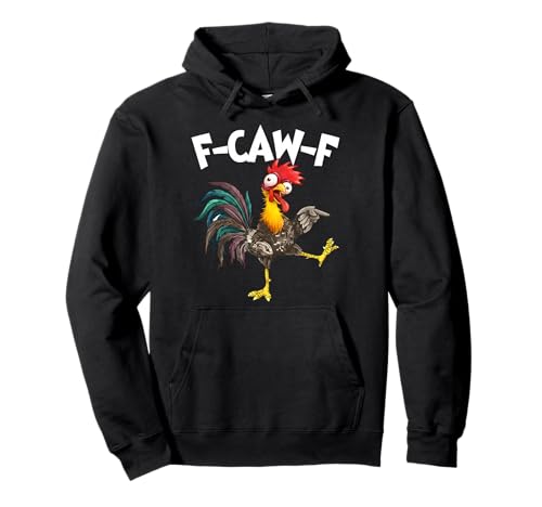 Funny F-Awk-F Chicken F-Caw-F Rooster Pun Retro Pullover Hoodie