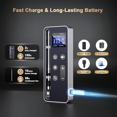 Image of Wireless Meat Thermometer Digital - 800FT Stable Bluetooth Food Thermometer for Cooking, NIST 0.5F Accuracy, Wireless Meat Probe for Kitchen Grill BBQ Oven Smoker