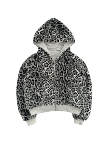 Vintage Leopard Print Jacket Y2k Reversible Zip Up Jacket Baggy Long Sleeve Hoodie Grunge Streetwear Unisex2