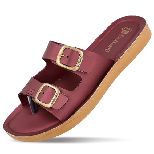 Image of WALKAROO Slip-On Sandals For Women| Soft Cushion Sole & Stylish Double Buckle Upper|Comfortable for Casual, Home, Shopping, Travel|BX2554