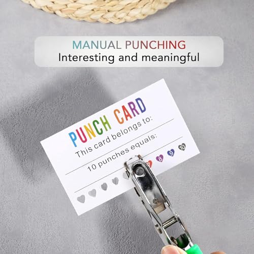 Image of ONEDONE Punch Cards 200 Pack Reward Punch Cards for Classroom Incentive Awards for Kids Students Teachers Classroom Supplies Loyalty Card for Business - 3.5 inch x 2 inch Heart