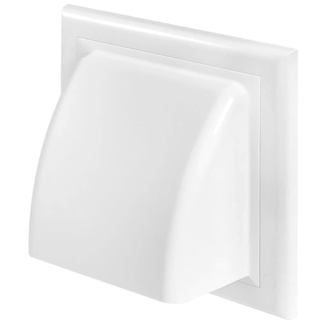 Soladirect White Gravity Flap For Ø 125 Mm / 5" Round Wall Outlet - Ventilation Duct Cover With Non-Return Shutters And Rear Spigot - Cowled Ducting Air Vent Grille