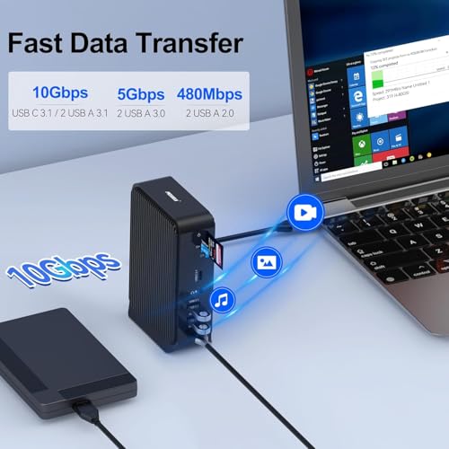 Estación universal 16 en 1 con puerto USB-C a 10 Gbps y seis conexiones USB-A para laptop 5