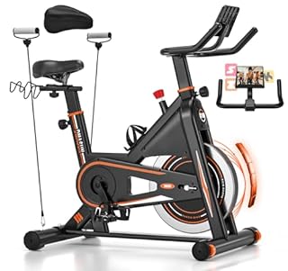 Exercise Bike, DMASUN Silent Magnetic Resistance 350 LB Capacity Stationary Bike for Home with Pull Ropes, App Compatible, Workout Bike with Solid Flywheel and Tablet Holder