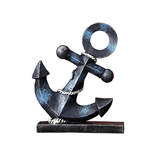 JTSTAN Nautical Boat Anchor Sculpture Decor - Creative Coastal Model Art Theme Ocean Retro Style Decorations Navy Home Office Desktop Bookshelf Crafts Sailboat Statue Resin Ornaments