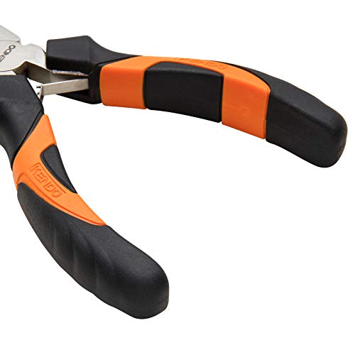 Kendo 6-Pieces Mini Pliers Set, Long Nose, Bent Nose, Diagonal, End Cut, Linesman, Needle Nose Pliers, Spring Loaded Handle, 4.5 Inch, Mechanic, Craftsman Basic Tool Kit, Roll Up Carry Bag Included #TOP3