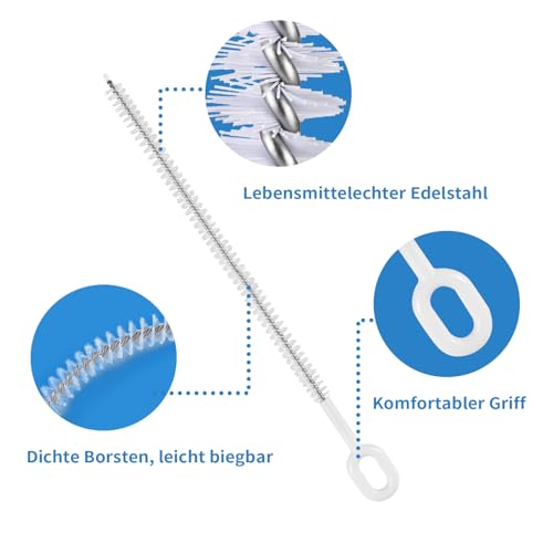 Strohhalm bürste für Stanley Tumbler - Vollborsten Strohhalm Reinigungsbürsten Extra-Lang 26cm Gesamtlänge mit Rutschgriff, Vollflächenbürste vs Halbborsten (4 Stück)-Neu